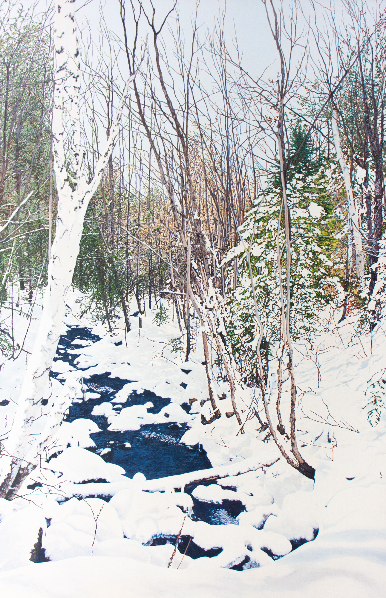 Painting by Julie Desmarais - Reveil de la riviere au printemps
