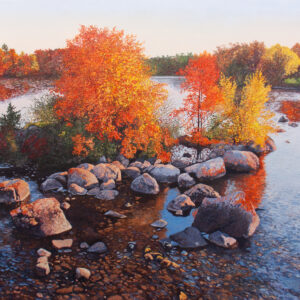 Peinture à l'huile de l'artiste Julie Desmarais. Scène d'automne (Stoney Lake, Buckhorn, ON) 2026
